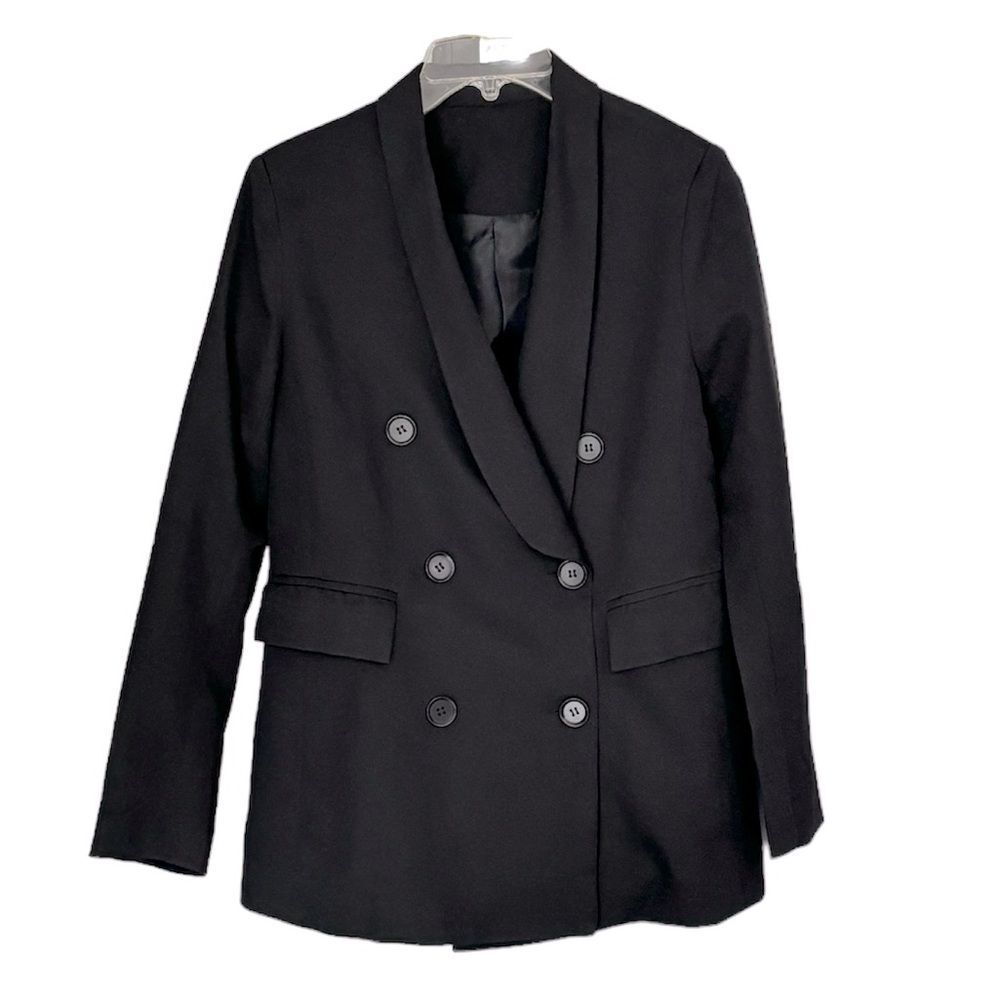 Women’s Career Black Double breasted Dress Suit Jacket Blazer Size Small